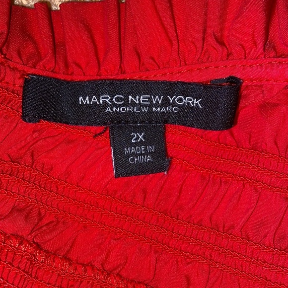 Marc New York Women’s Red Ruffle Short Sleeve Cotton Blend Blouse Plus Size 2X - Picture 5 of 6